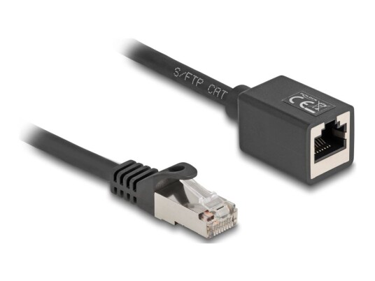 Delock Netzwerk Verlängerungskabel Rj45 Stecker Zu Rj45 Buchse Cat.6A S/Ftp 0,5 M Schwarz