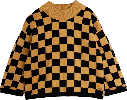 Mini Rodini Chess Check Knitted Sweater Brown 116/122