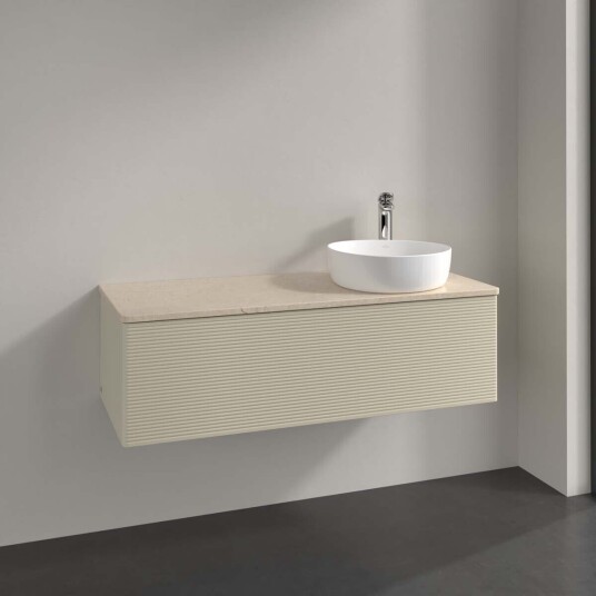 Villeroy & Boch Antao Servantskap med 1 skuff 120x50x36 cm u/lys Grå Matt/Crème Villeroy & Boch Antao Servantskap med 1 skuff 120x50x36 cm u/lys Grå Matt/Crème