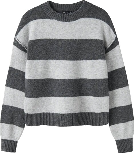 LMTD Nlfbynthe Stripe Ls Short Knit Noos Grey 170 176