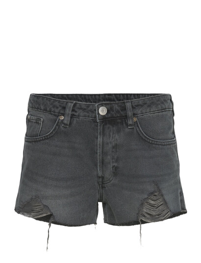 Monki Low Rise Raw Hem Mini Denim Shorts - Black - 30