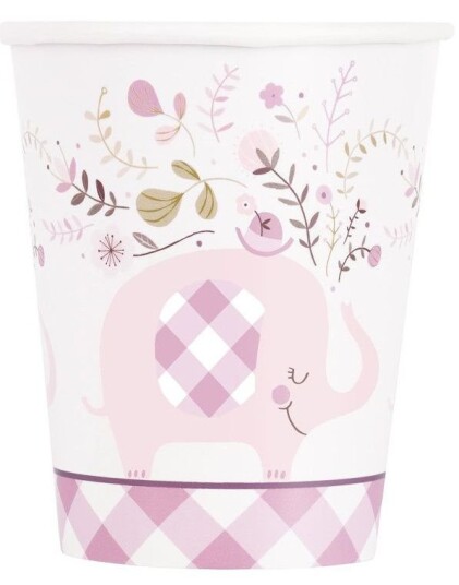 Unique 8 stk Baby Pink Elephant Pappkrus 270 ml 82229