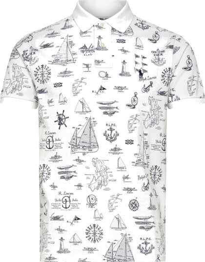 Polo Ralph Lauren 20/1 Printed Mesh Knt Polo White M Polo Ralph Lauren 20/1 Printed Mesh Knt Polo White M