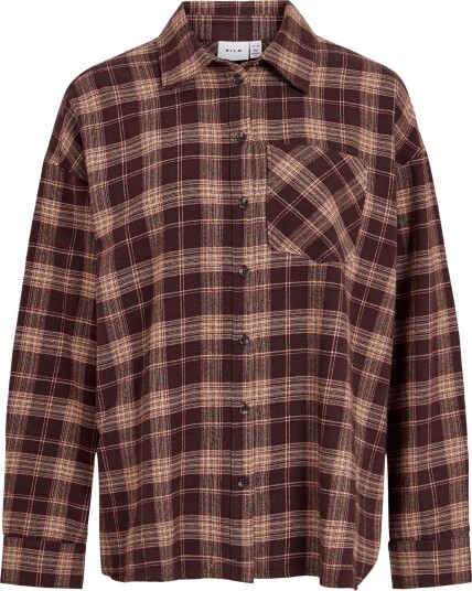 Vila Vielisa Flannel Check L/S Shirt COFFEE BEAN 38