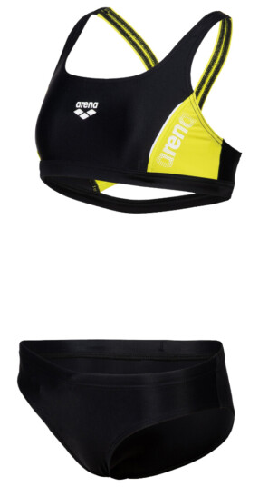Arena Thrice Two Pieces, bikini, junior 12-13 BLACK-SOFT GREEN-WHI