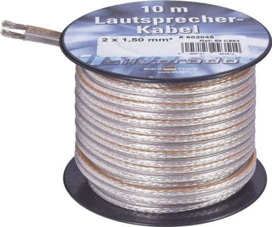Aiv 23555L Høyttalerkabel 2 X 1,5 Mm² Sølv 10 M