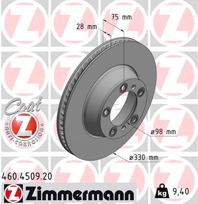 Bremseskive ZIMMERMANN 460.4509.20