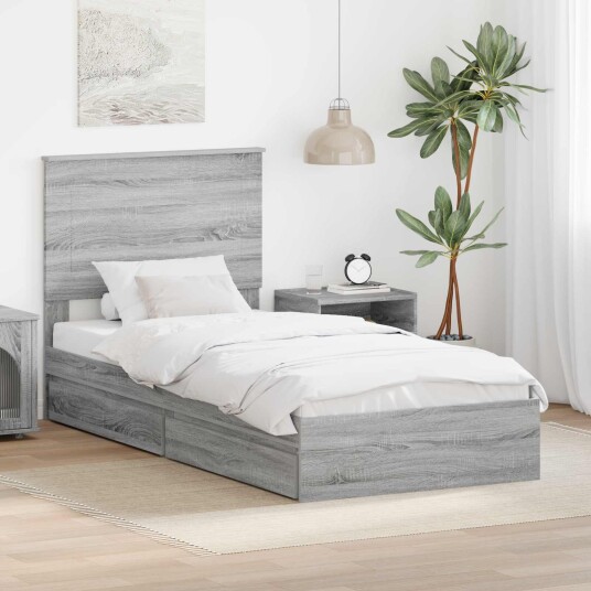 Seng med Oppbevaring Grå Sonoma 90 x 190 cm Konstruert tre