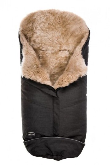 BOZZ Vognpose Lammeskinn Langharet Black Melange Linen Beige