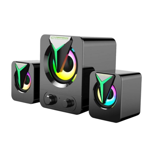 Esperanza - 2.1 USB-høyttaler med RGB LED i regnbuefarger