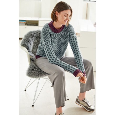 Cool Wool Big Jacquardpullover av Lana Grossa Jacquardpullover Strikkeoppskrift Str 36 38 48 50