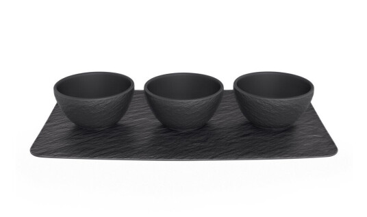 Villeroy & Boch Manufakture Rock dippskål 3 stk. med brett Svart