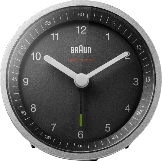 Braun   Vekkerklokke analog DCF 8 cm sølv/svart