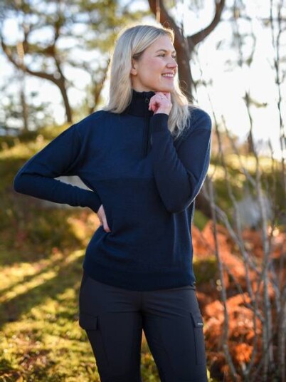 W Robin stitch half-zip sweater
