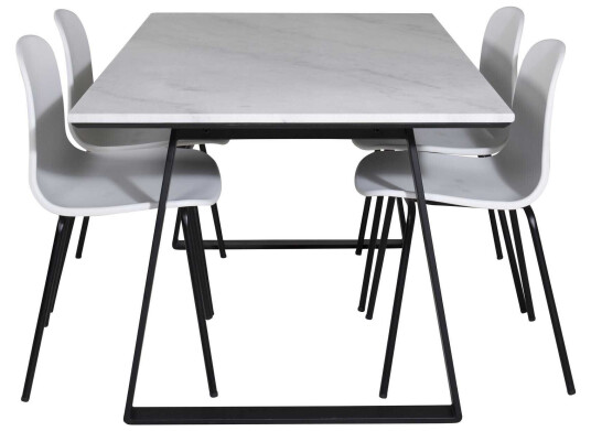 Venture Design Estelle & Arctic spisegruppe Hvit/hvit 4 st stoler & bord 140 x 90 cm