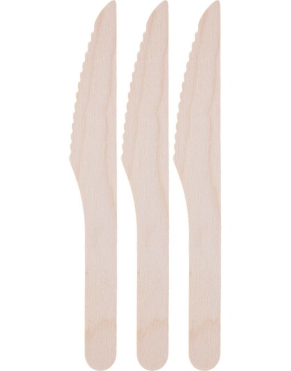 50 stk Miljøvennlige Kniver i Tre 16,5 cm