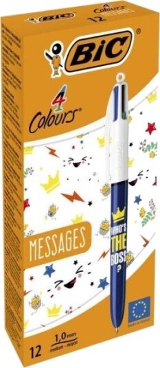 Bic 992563, Klips, Multifunksjonell Kulepenn, Gjenfyllbar, Sort, Blå, Grønn, Rød, 12 Stykker, Medium