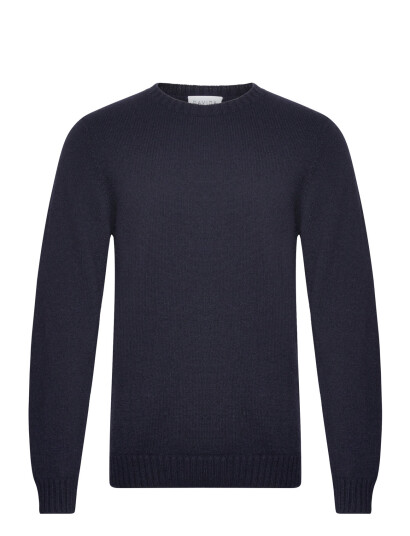 Davida Cashmere Man Chunky O-Neck Sweater - Navy - XL