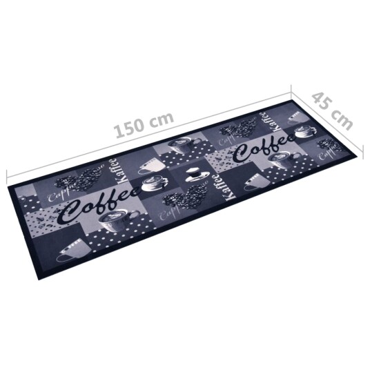 vidaXL Vaskbart kjøkkenteppe Coffee blå 45x150 cm