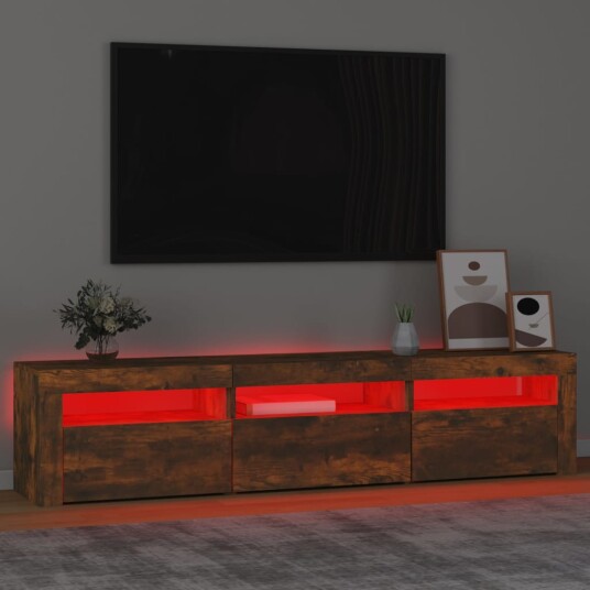  TV-benk med LED-lys røkt eik180x35x40 cm 8720845649074