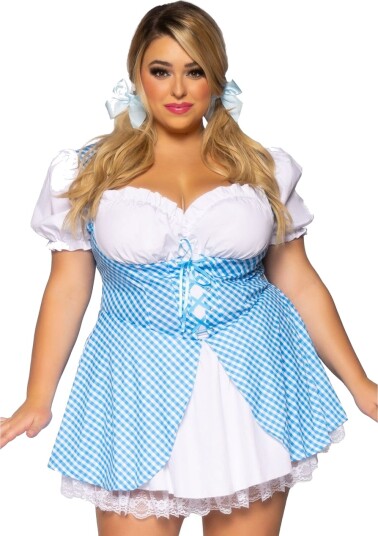 Flørtende Blå & Hvit Oktoberfestkjole Store Størrelser