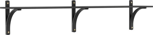 Levi Wall Shelf 180 cm Small Brass / Black Stained Ash