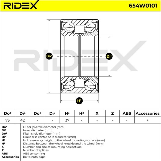 RIDEX 654W0101 Hjullager