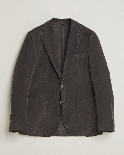 Santaniello Corduroy Patch Pocket Blazer Dark Grey