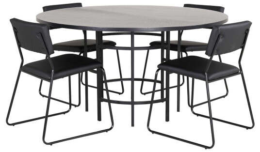 Venture Design Copenhagen & Kenth spisegruppe Svart/svart 4 stoler & bord 140 cm