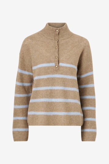 Mos Mosh Genser mmBryna Thora Stripe Knit Brun Mos Mosh Genser mmBryna Thora Stripe Knit Brun