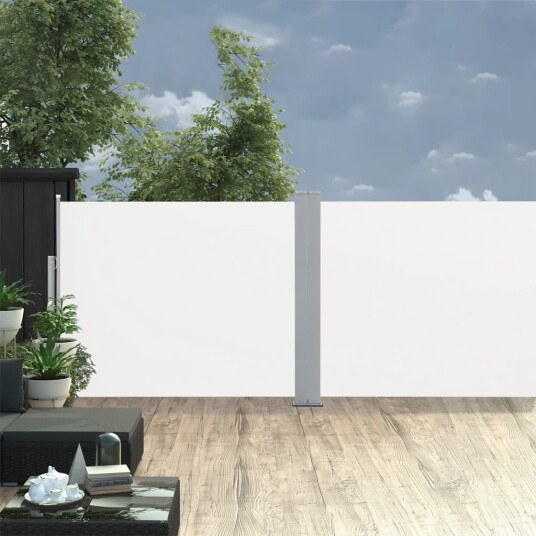 vidaXL Uttrekkbar sidemarkise 140x1000 cm kremhvit
