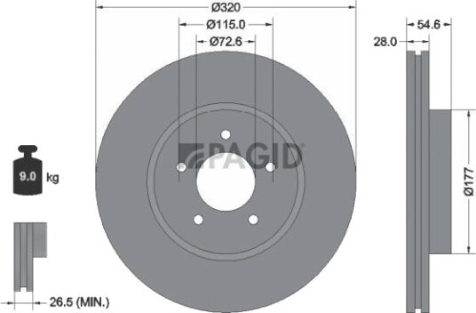 PAGID 55354NC Bremseskive PAGID 55354NC Bremseskive