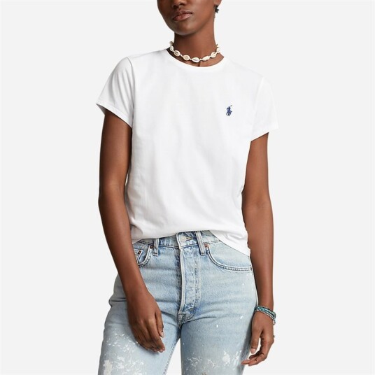 Ralph Lauren Cotton Jersey Crewneck Tee - White Hvit S