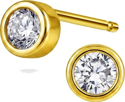 Pan Jewelry Øredobber i 925 forgylt sølv med zirkonia 3 mm
