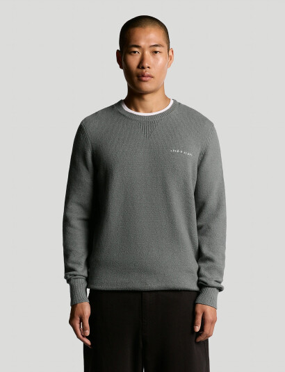Lyle & Scott Script Knitted Crew Neck - Grey - M