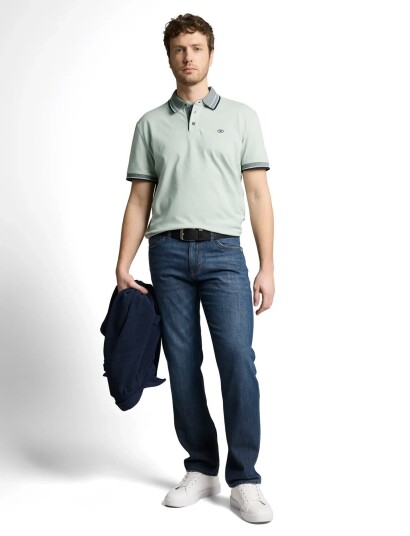 Tom Tailor Printed Polo Green L Tom Tailor Printed Polo Green L