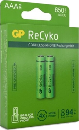 GP ReCyko Oppladbare AAA Batterier 650mAh - 2-pakning