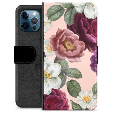 iPhone 12 Pro Premium Lommebok-deksel Romantiske Blomster