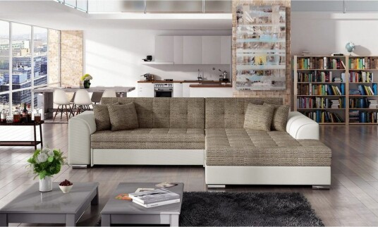 Hjørnesofa Eltap Sorento 296x194x78 cm Berlin 03 Soft 33 Beige Høyre