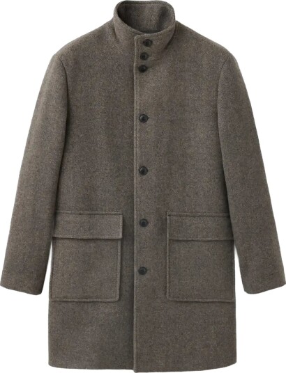 Mango Wool Blend Coat With Funnel Neck MEDIUM BROWN M