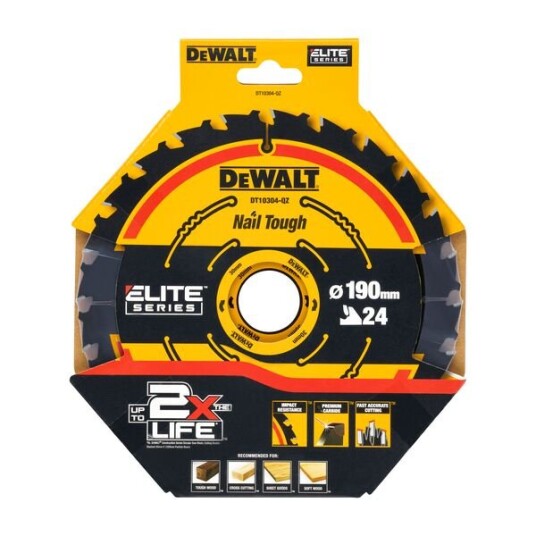 Dewalt 190mm 24T Sirkelsagblad for Tre - DT10304