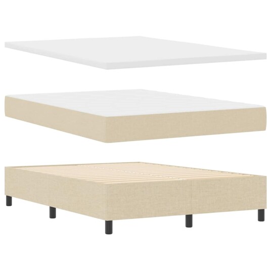 Boksmadrass med madrass Krem 160x200 cm Stoff