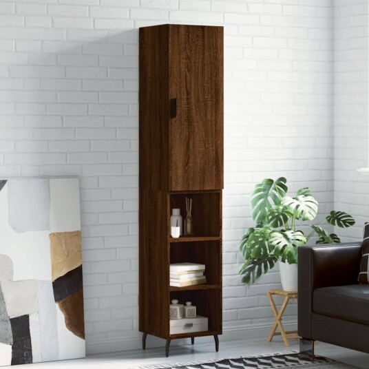vidaXL Highboard brun eik 34,5x34x180 cm konstruert tre 8720845484224