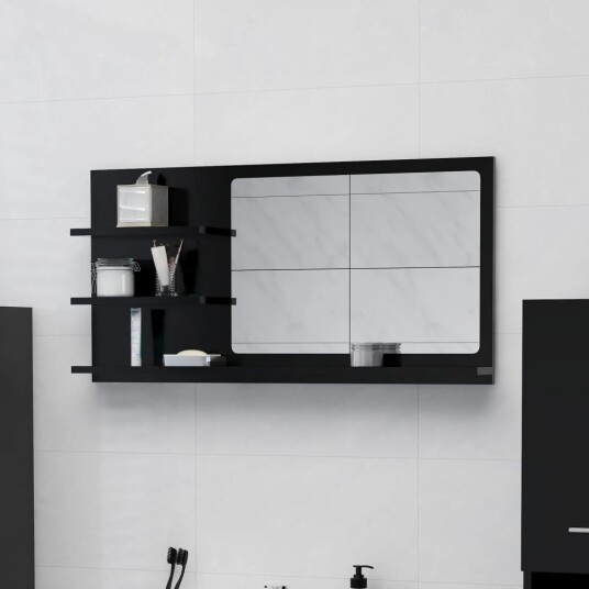 vidaXL Baderomsspeil svart 90x10,5x45 cm sponplate