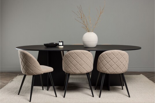 Venture Home Bootcut Spisegruppe 230 cm Rektangulær med 6 Velvet Stoler Beige