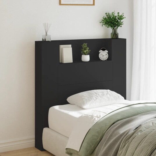 Hodegavl skap med LED svart 100x16,5x103,5 cm 8721012465473