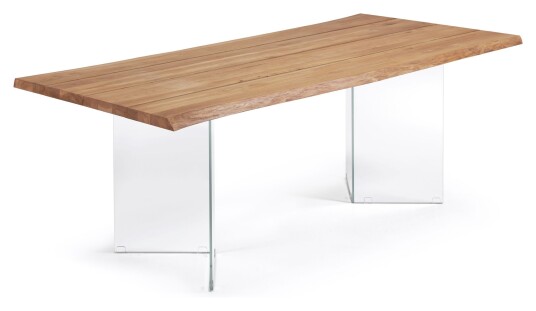 Kave Home Lotty Spisebord m. glassben, 220x100, Eikefinér 1703223-01-0 1606080-01-0