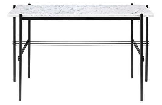 Gubi TS Desk skrivebord marble white, sortlakkert stål