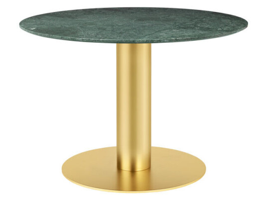 Gubi 2.0 spisebord marble green, Ø 110, messingstativ