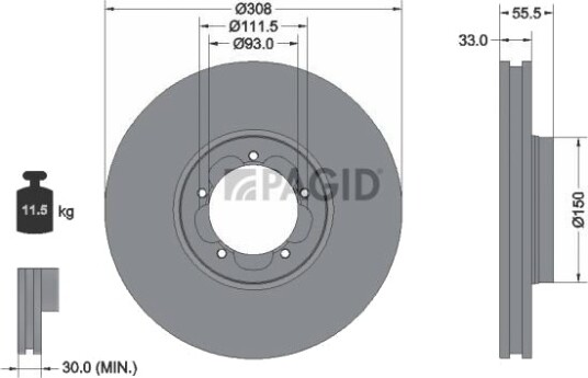 PAGID 55730NC Bremseskive